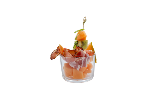 Honigmelone mit Speck, mind 10 Stk.